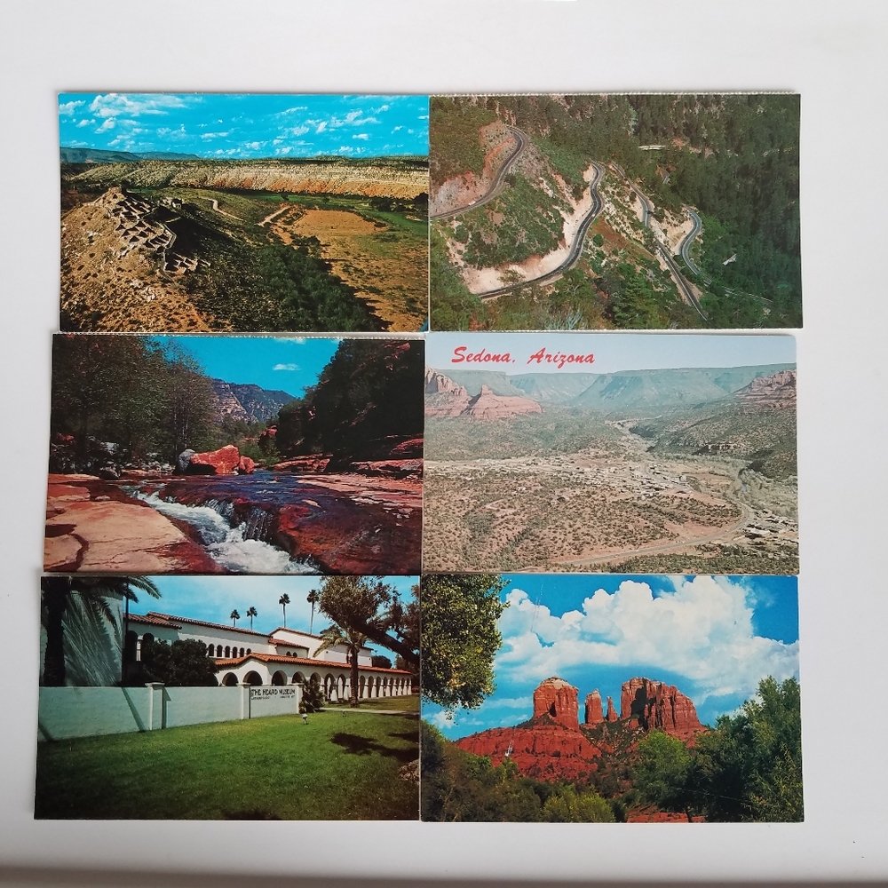 Arizona Lot of 6  Heard Museum Sedona Slide Rock Oak Creek Tuzigoot Vtg Postcard